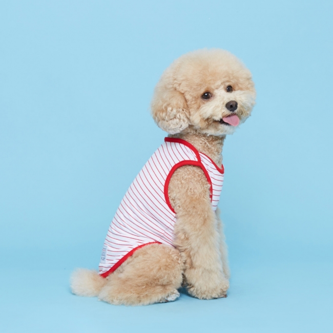 플로트 민소매 티셔츠 강아지옷 | 레드스트라이프